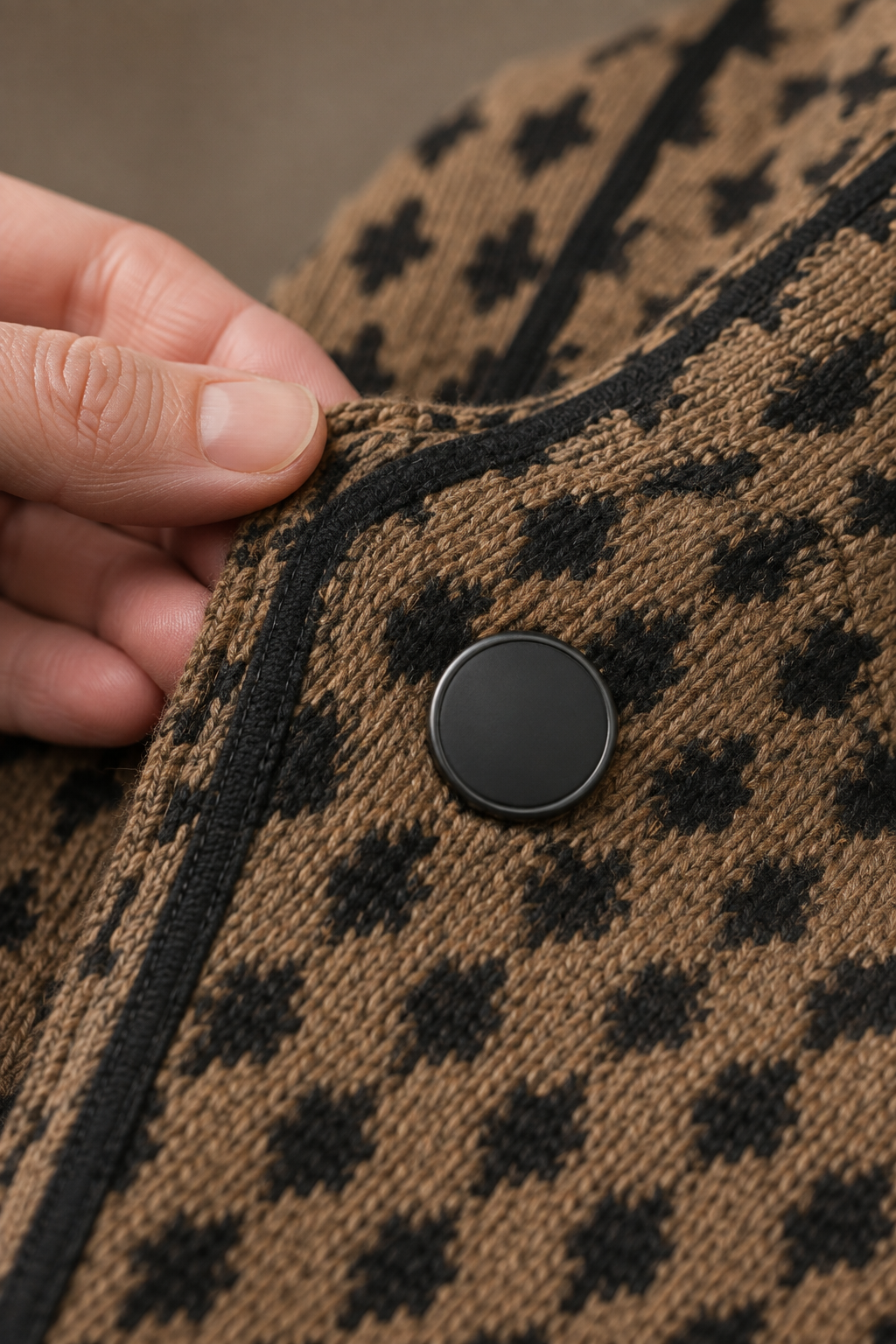 Houndstooth Knit Cropped Jacket - fabric close-up