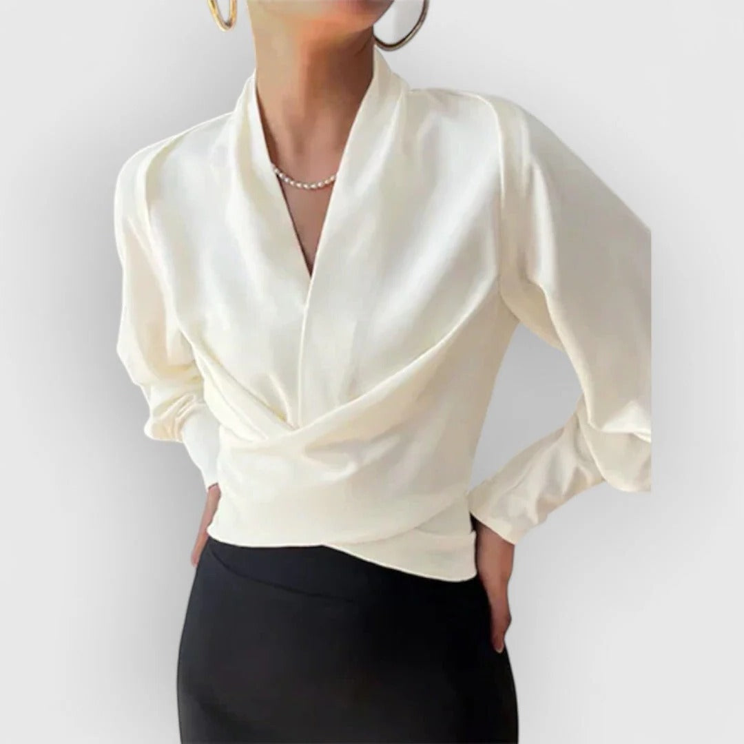 Zerline | Satin Wrap Front Blouse