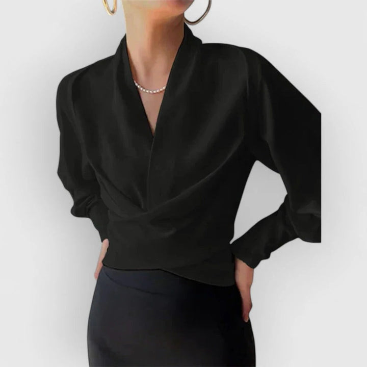 Zerline | Satin Wrap Front Blouse
