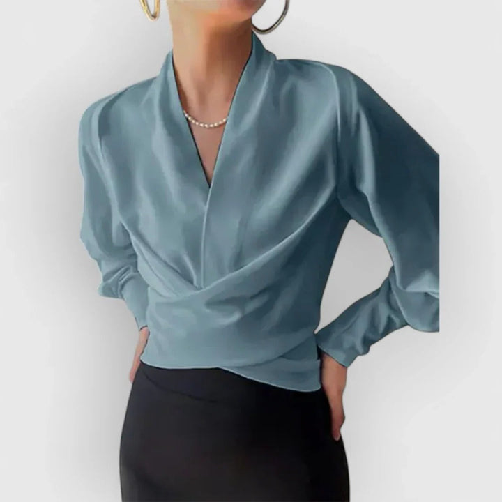 Zerline | Satin Wrap Front Blouse