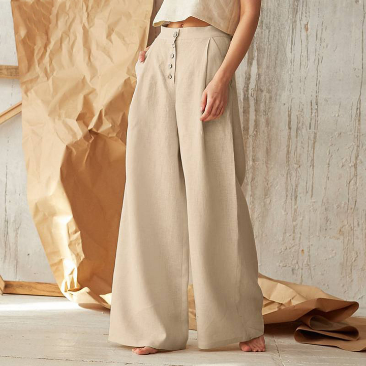 Petronille | Hidden Elastic Cotton Trousers