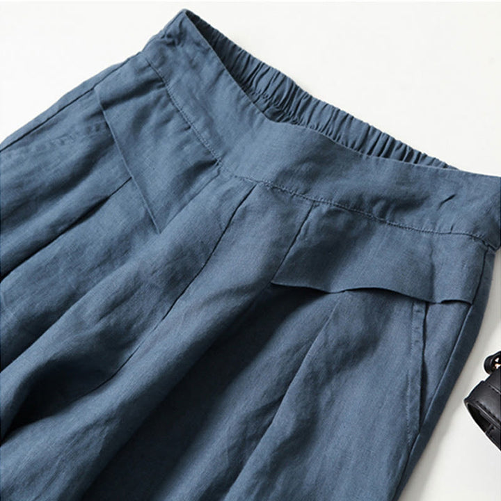 Leona | High Waist Linen Blend Trousers