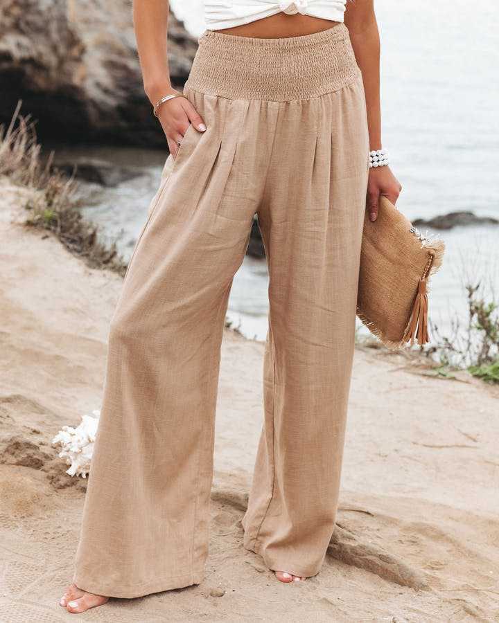 Sabina | Gathered Waist Wide Leg Pants