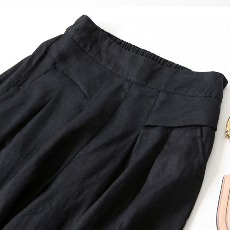 Leona | High Waist Linen Blend Trousers