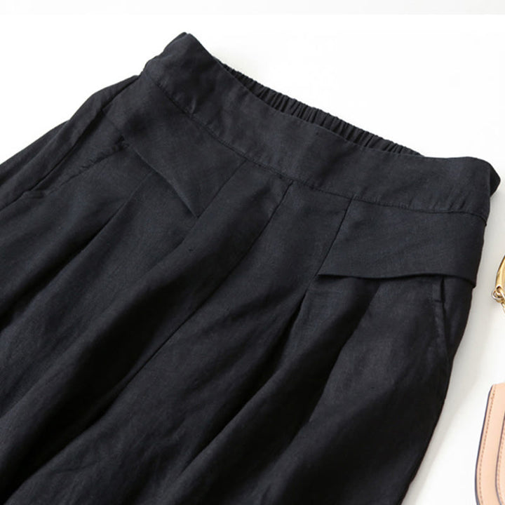 Leona | High Waist Linen Blend Trousers