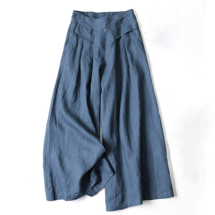 Leona | High Waist Linen Blend Trousers