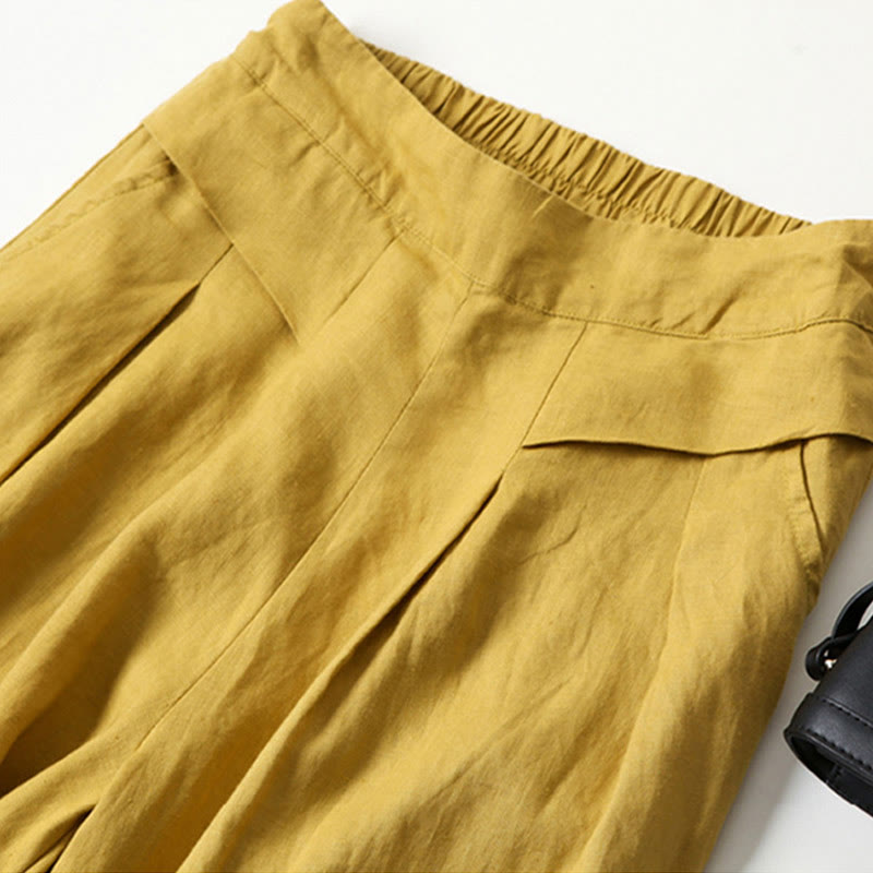 Leona | High Waist Linen Blend Trousers