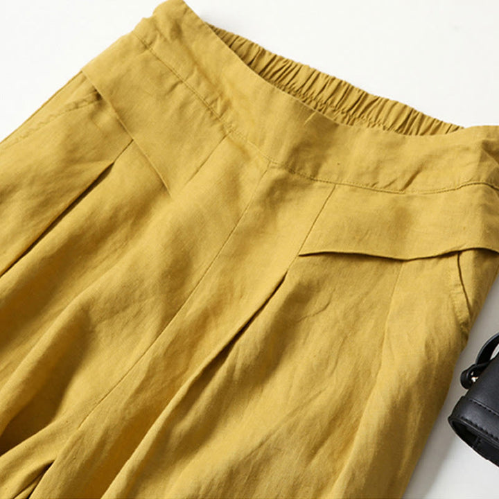 Leona | High Waist Linen Blend Trousers