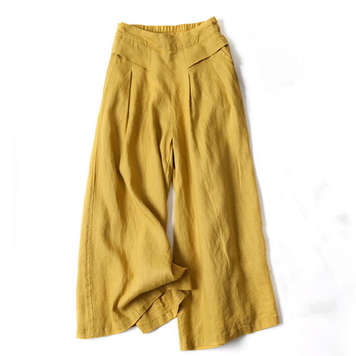 Leona | High Waist Linen Blend Trousers
