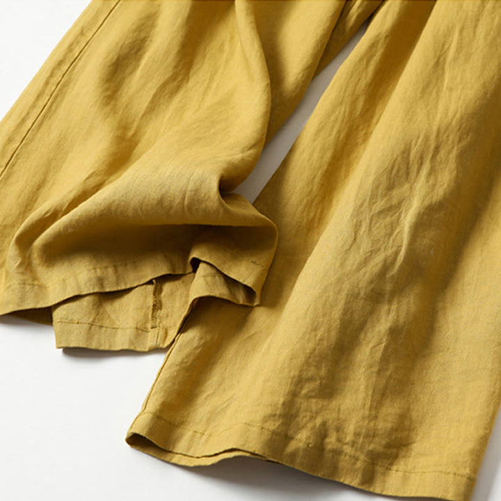 Leona | High Waist Linen Blend Trousers