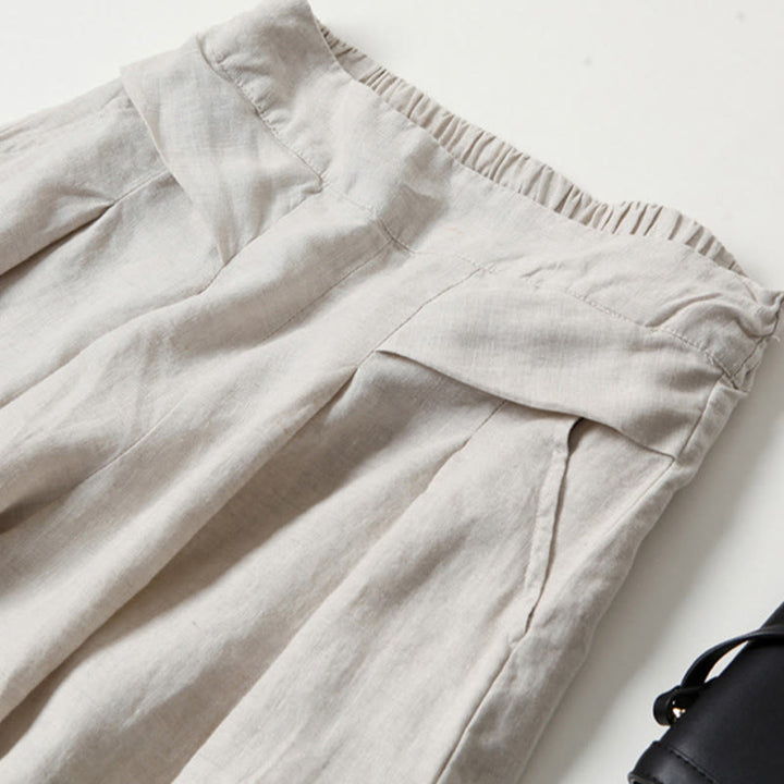 Leona | High Waist Linen Blend Trousers