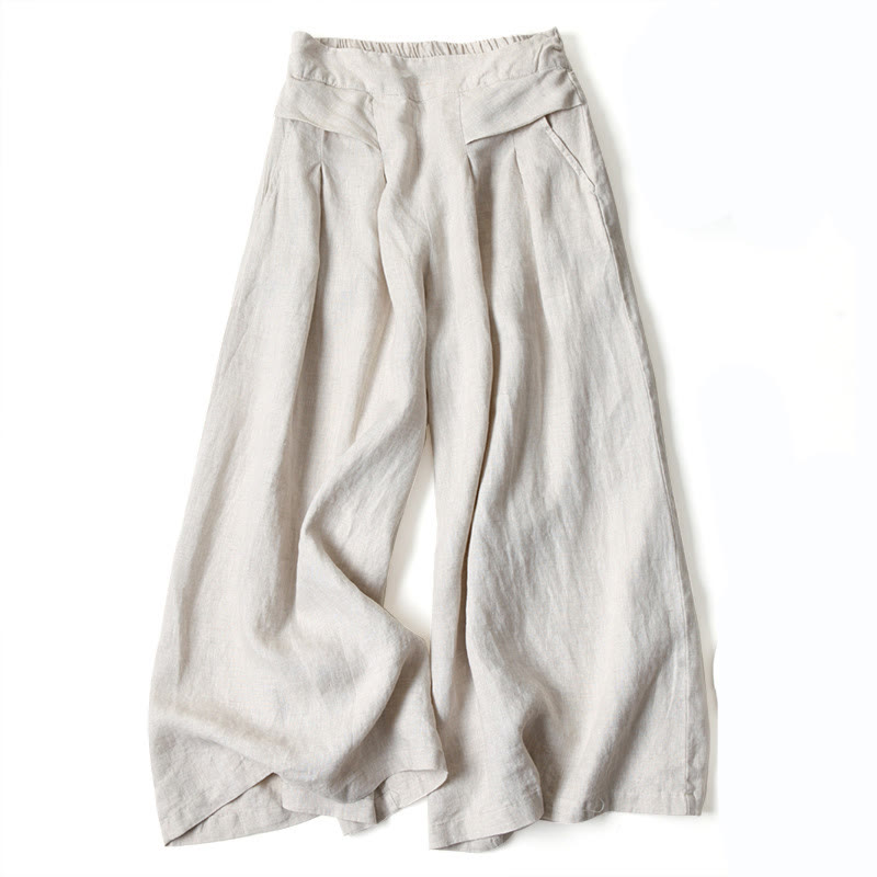 Leona | High Waist Linen Blend Trousers