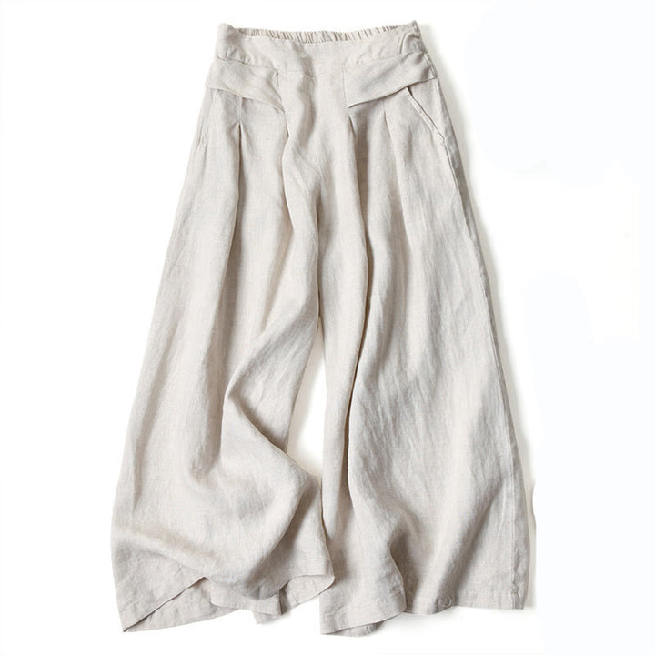 Leona | High Waist Linen Blend Trousers