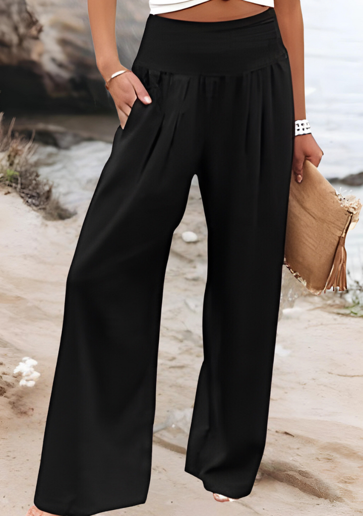 Sabina | Gathered Waist Wide Leg Pants