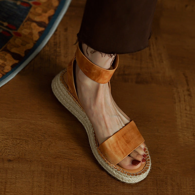 Zulma | Leather Strap Platform Espadrilles