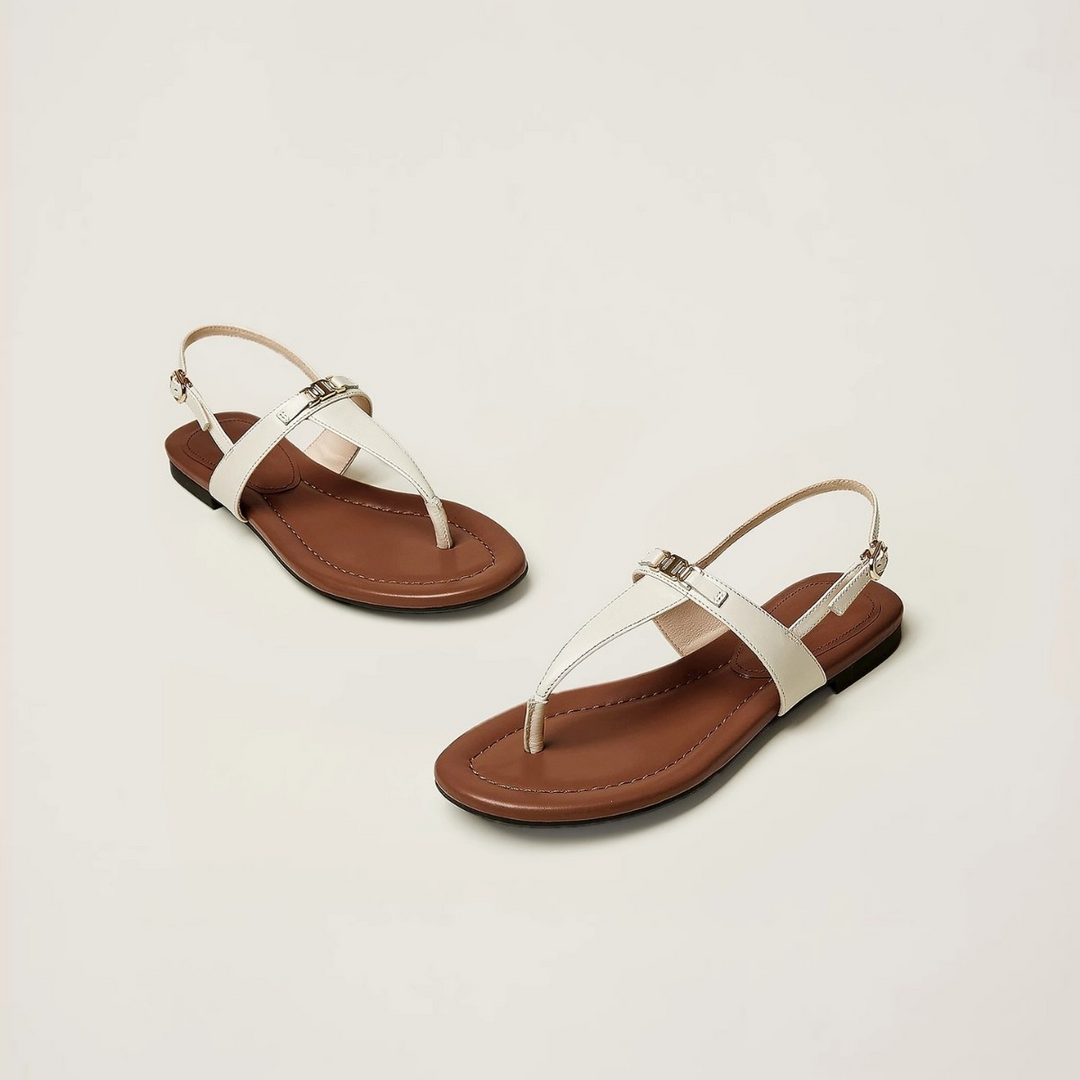 Aloise | Gold Buckle Thong Sandals