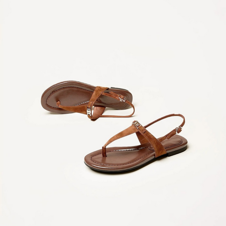 Aloise | Gold Buckle Thong Sandals