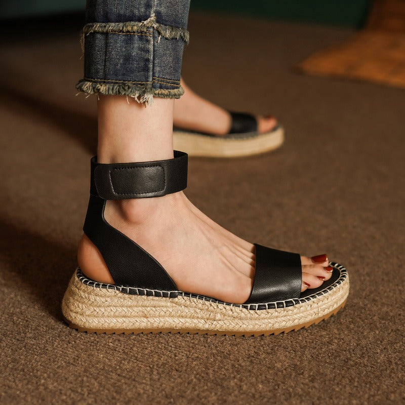 Zulma | Leather Strap Platform Espadrilles