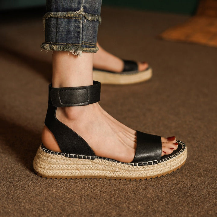 Zulma | Leather Strap Platform Espadrilles