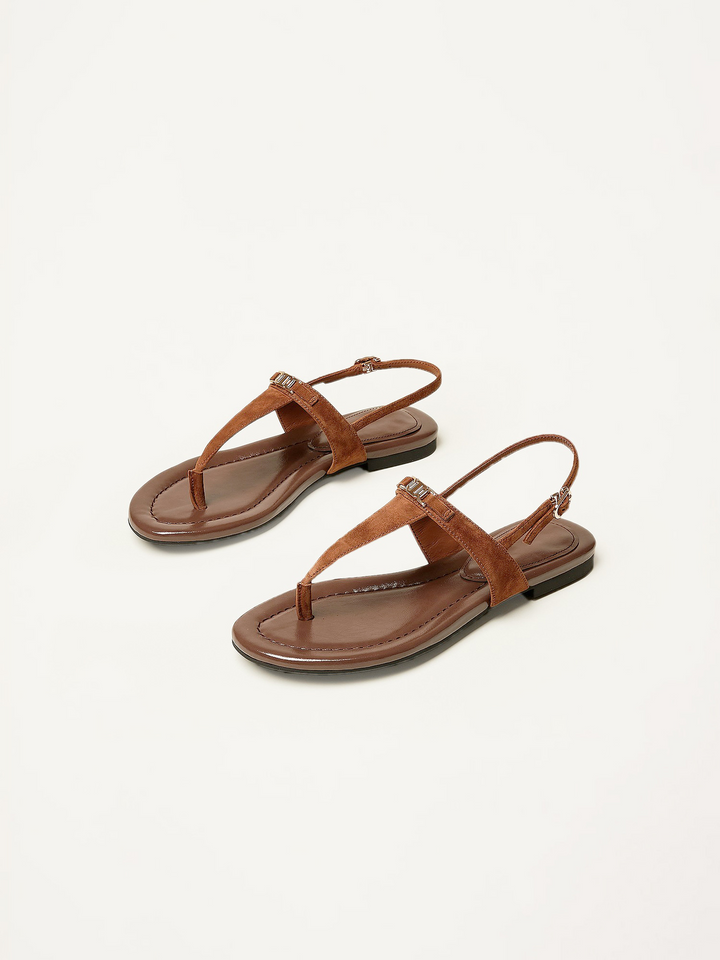 Aloise | Gold Buckle Thong Sandals
