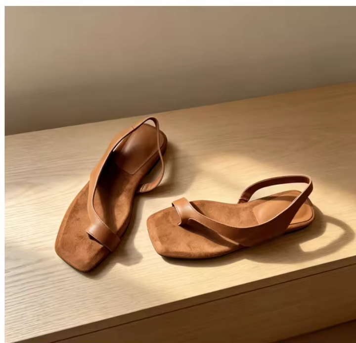 Lois | Toe Post Leather Flat Sandals