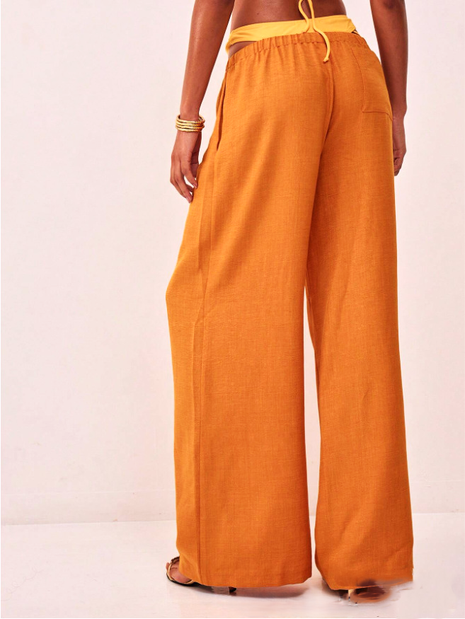 Suzelle | Linen Blend Tie Waist Trousers
