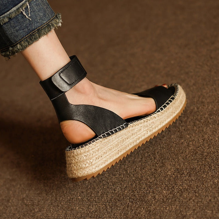 Zulma | Leather Strap Platform Espadrilles