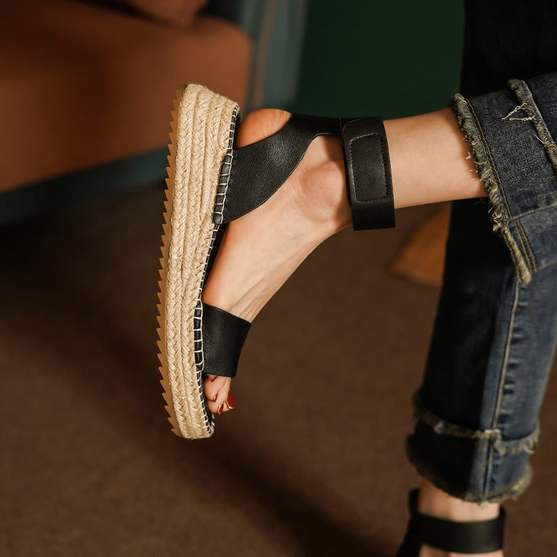 Zulma | Leather Strap Platform Espadrilles
