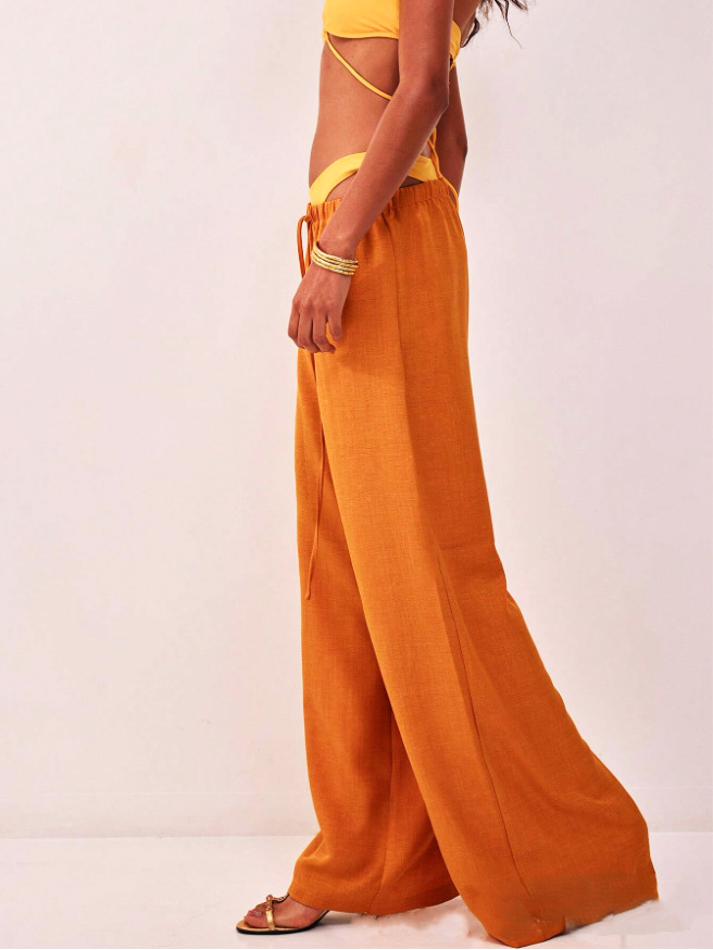 Suzelle | Linen Blend Tie Waist Trousers