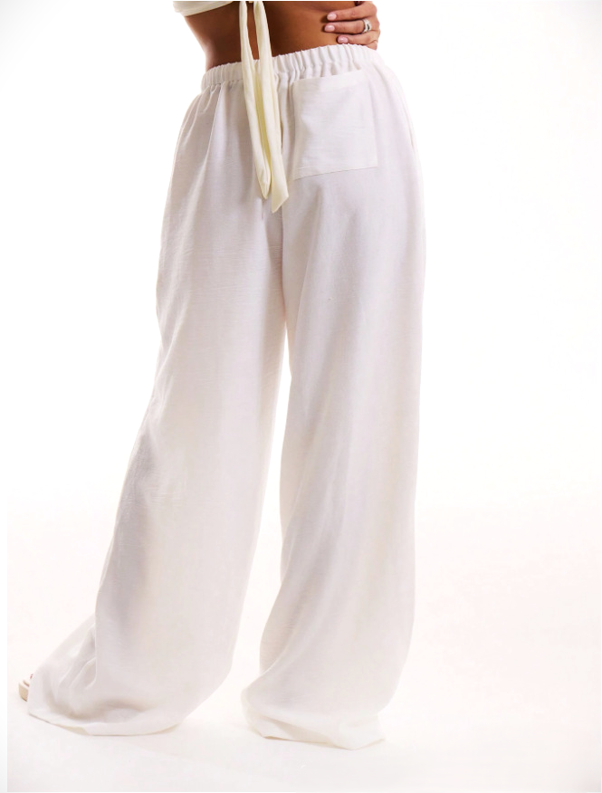 Suzelle | Linen Blend Tie Waist Trousers