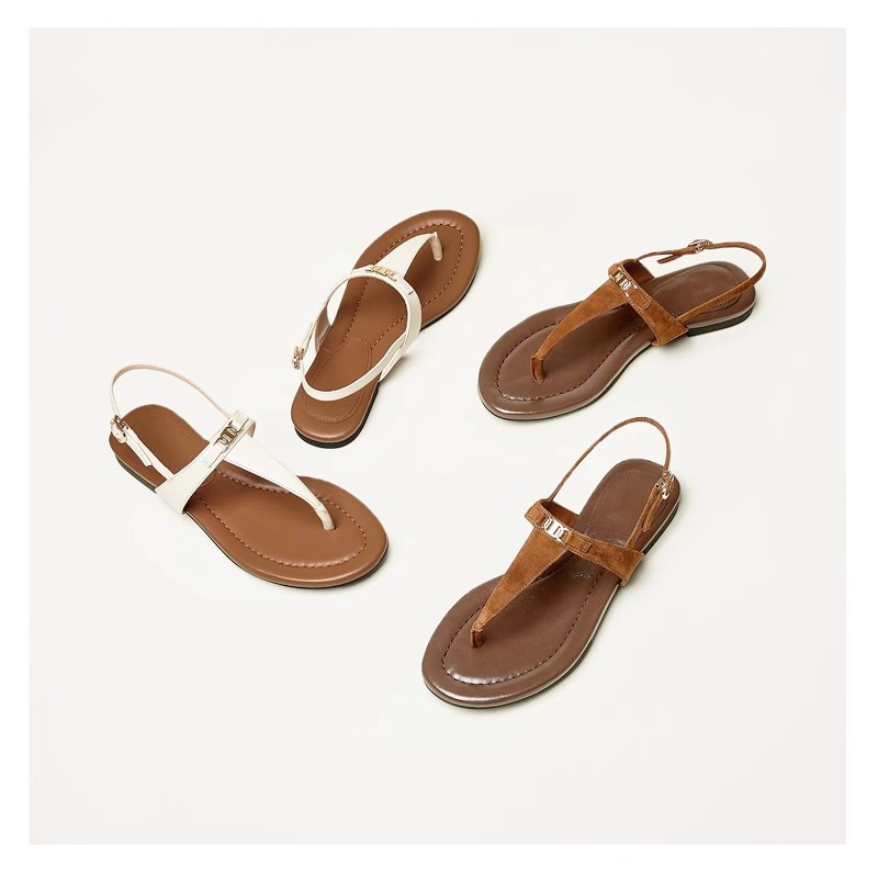 Aloise | Gold Buckle Thong Sandals