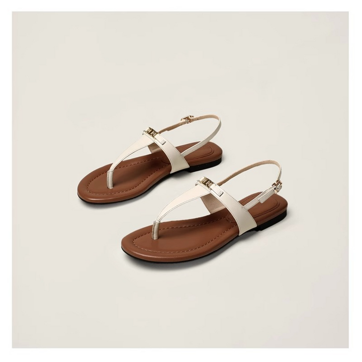 Aloise | Gold Buckle Thong Sandals