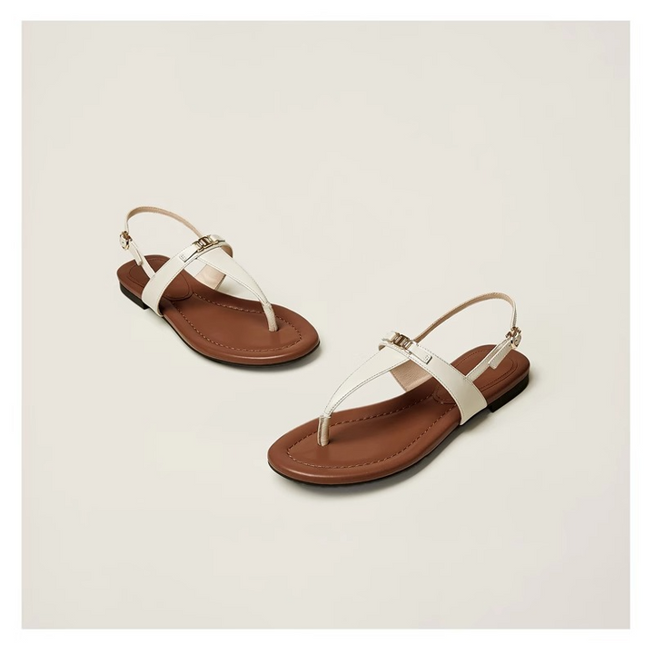 Aloise | Gold Buckle Thong Sandals