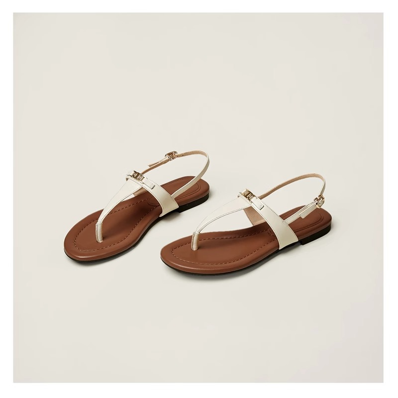 Aloise | Gold Buckle Thong Sandals