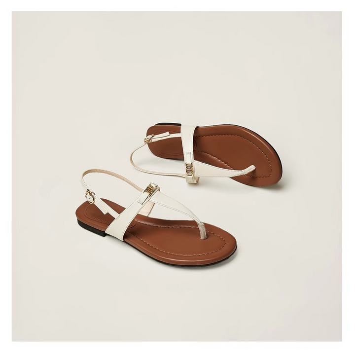 Aloise | Gold Buckle Thong Sandals