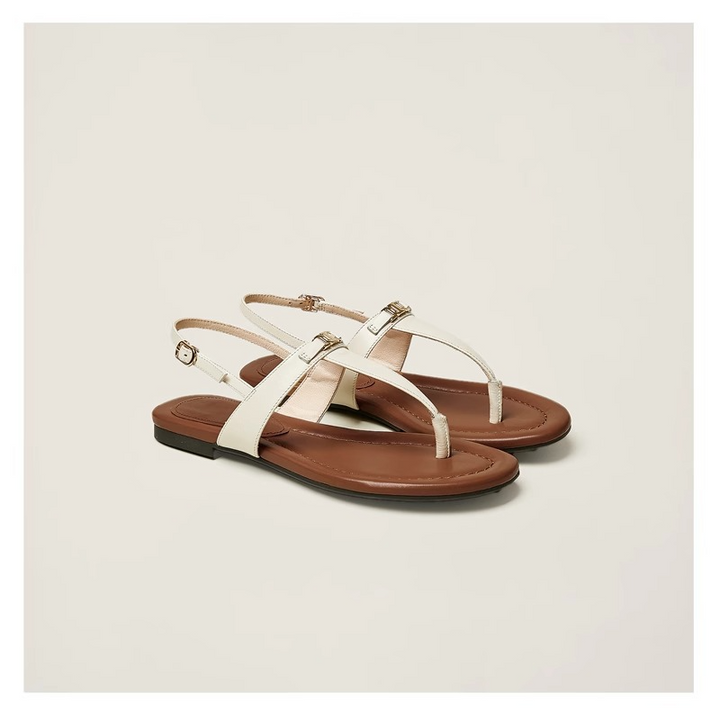 Aloise | Gold Buckle Thong Sandals