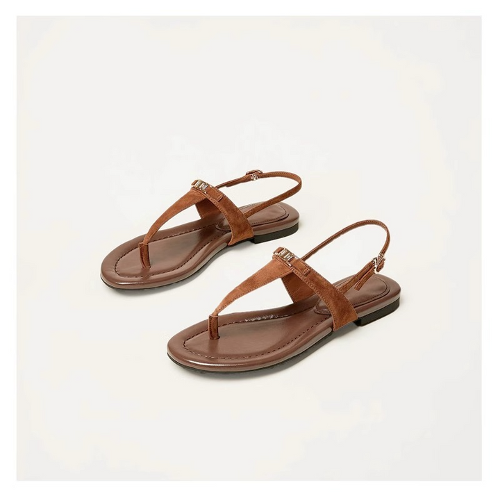 Aloise | Gold Buckle Thong Sandals