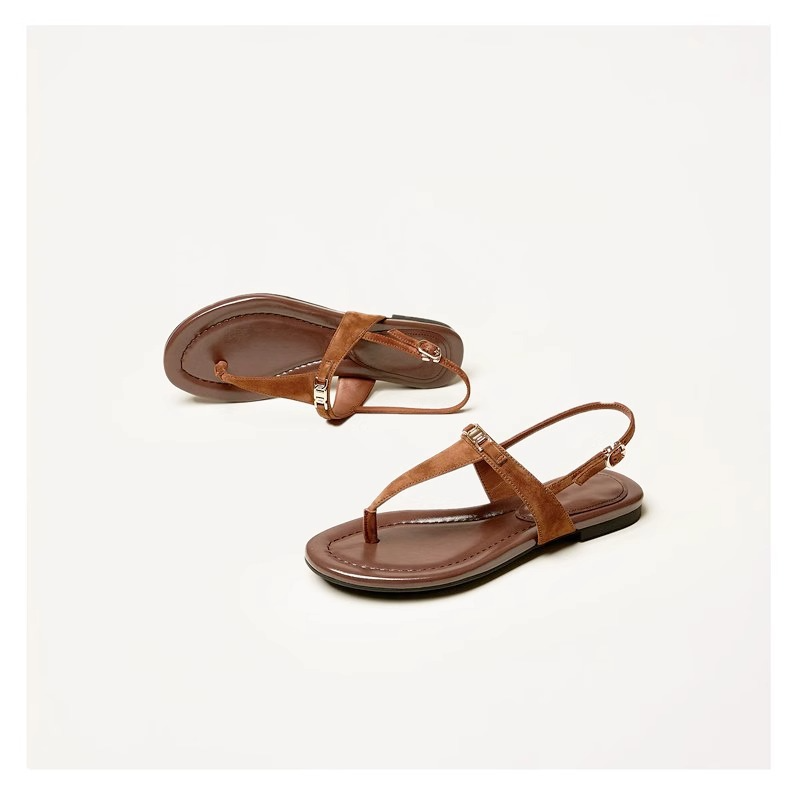 Aloise | Gold Buckle Thong Sandals