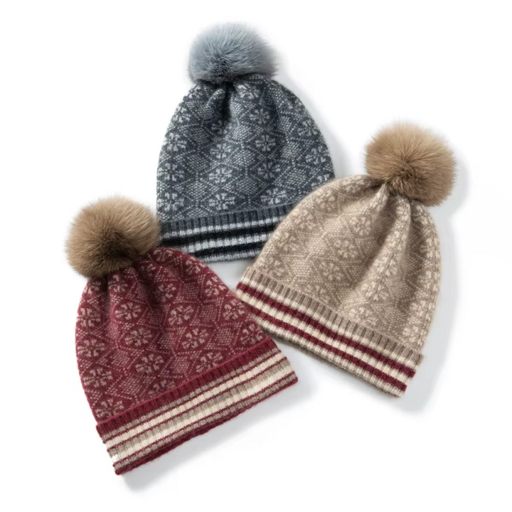 Fair Isle Cashmere Beanie, Folded Cuff
