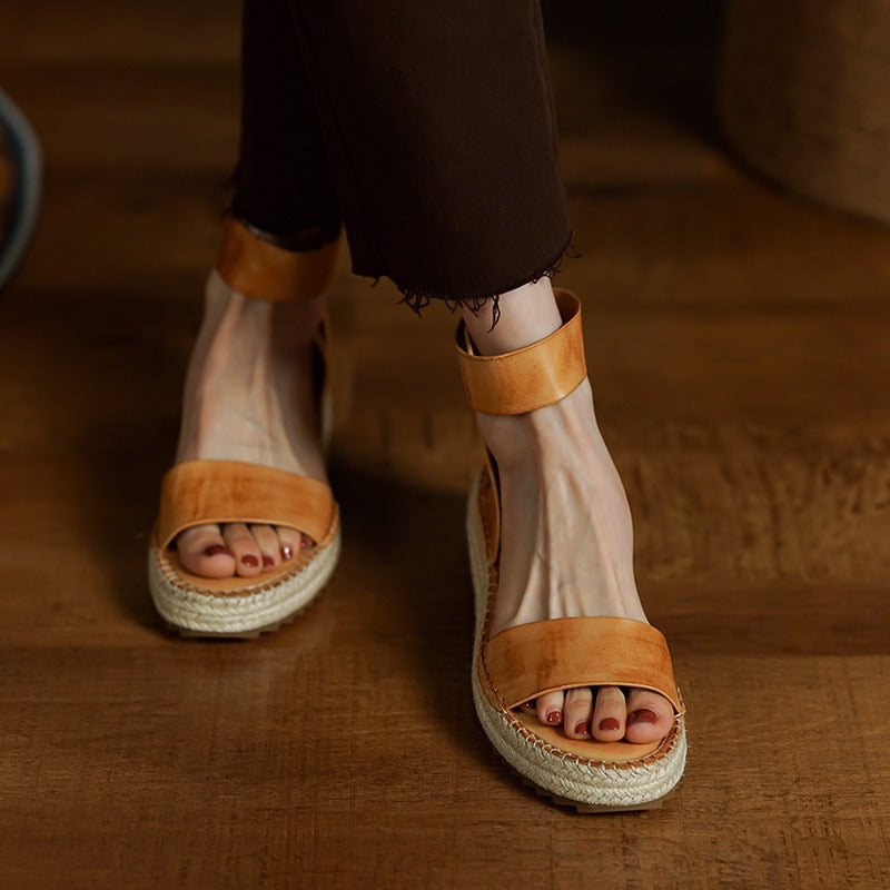 Zulma | Leather Strap Platform Espadrilles