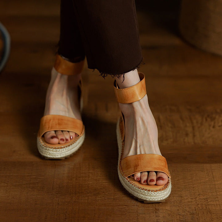 Zulma | Leather Strap Platform Espadrilles
