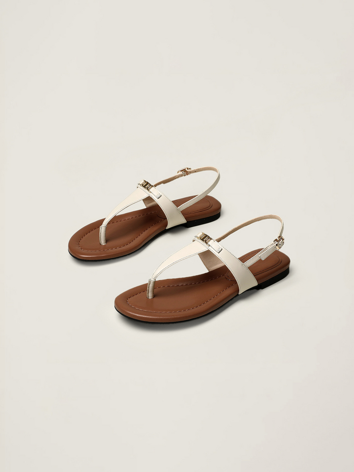 Aloise | Gold Buckle Thong Sandals