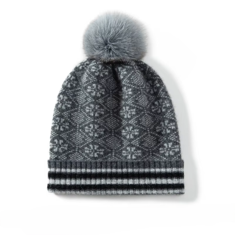 Fair Isle Cashmere Beanie, Folded Cuff