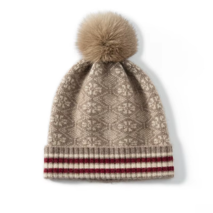 Fair Isle Cashmere Beanie, Folded Cuff