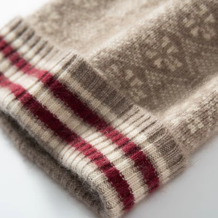 Fair Isle Cashmere Beanie, Folded Cuff