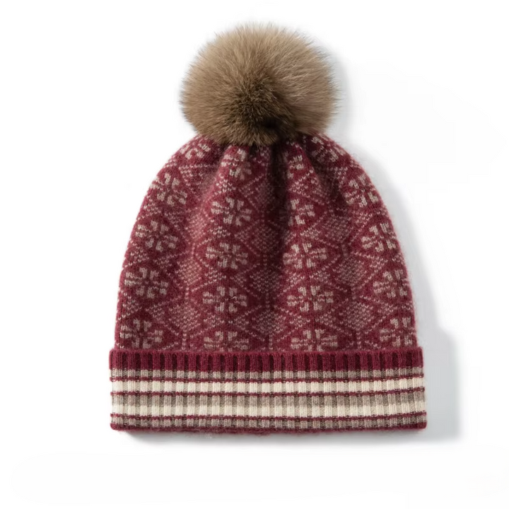 Fair Isle Cashmere Beanie, Folded Cuff