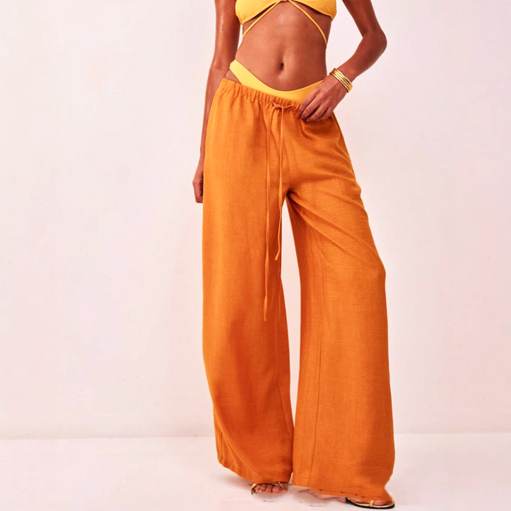 Suzelle | Linen Blend Tie Waist Trousers