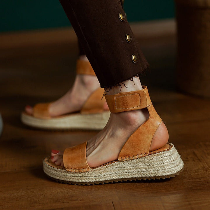Zulma | Leather Strap Platform Espadrilles