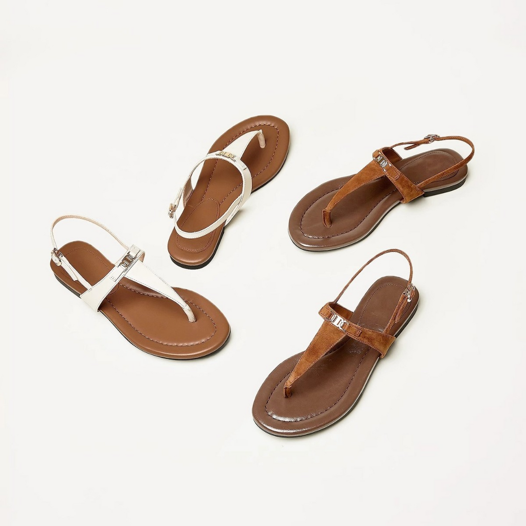 Aloise | Gold Buckle Thong Sandals