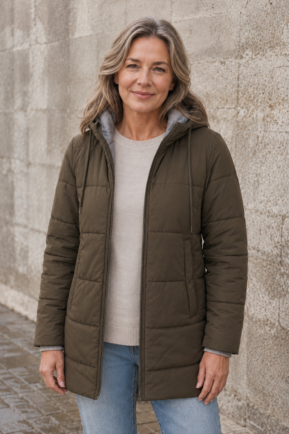 Insulated Hooded Puffer Jacket open